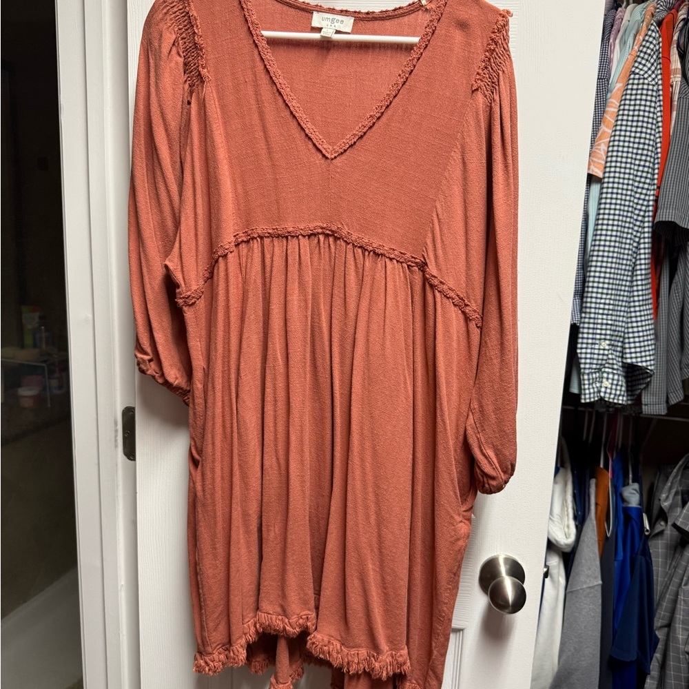 Ungee Women's Rust V-Neck Dress
